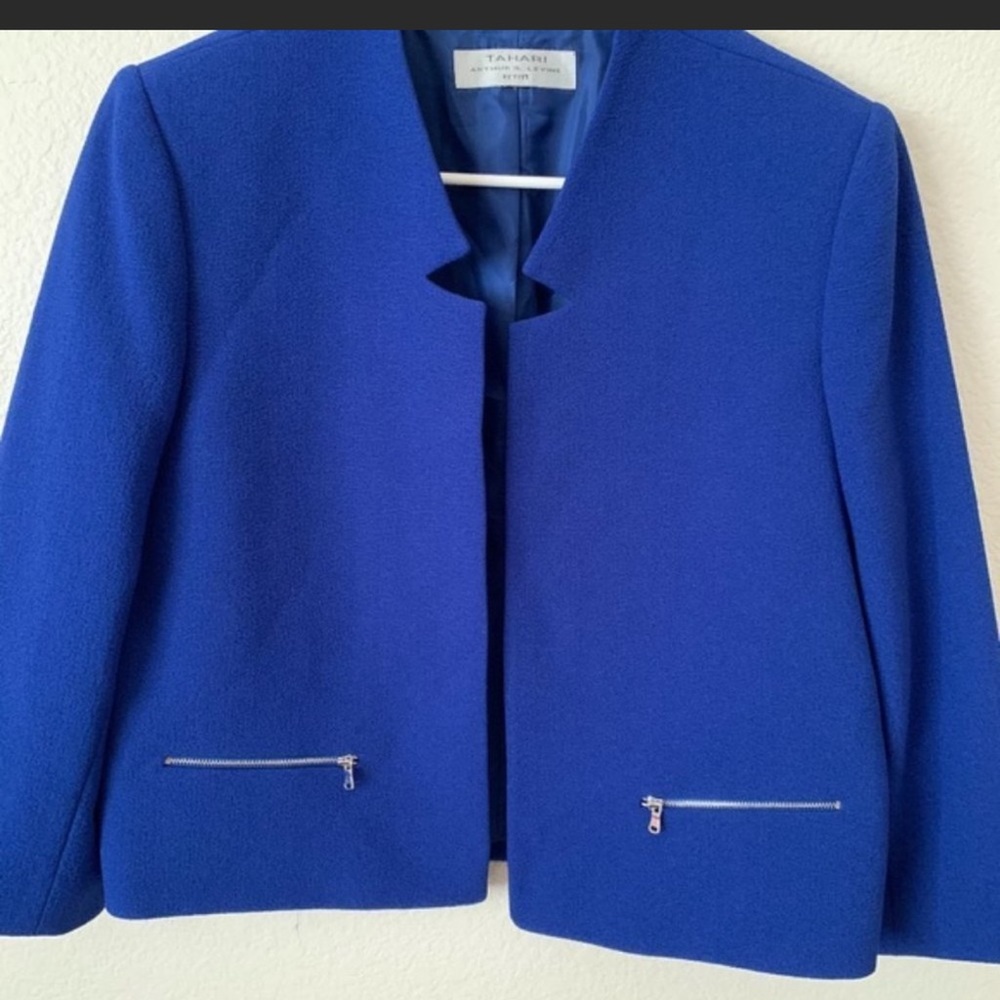 Tahari Vintage Blazer/ Electric Blue/ 12P